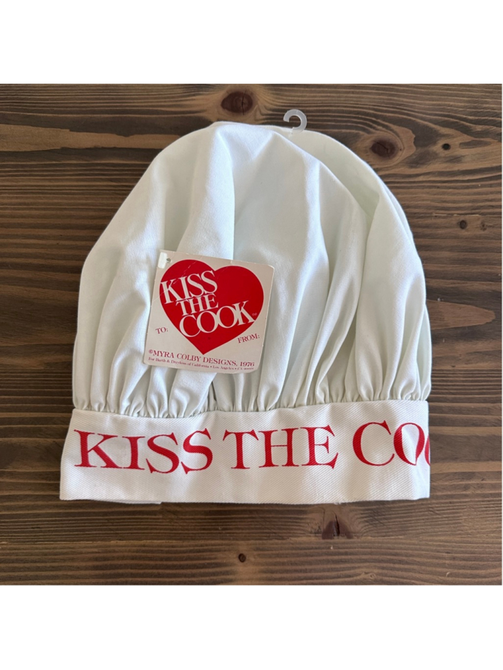 Vintage Kiss The Cook Chef Hat White Red Myra Colby Novelty Kitchen